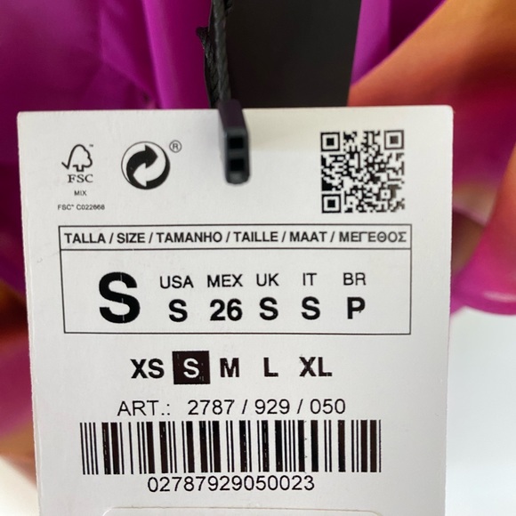 Zara✨Chiffon Stripe Ruffle Collar Wrap Mini Dress-Pink - Picture 7 of 7